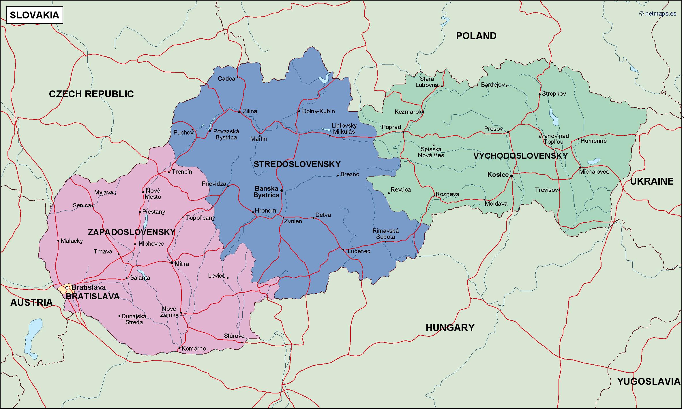 Slovakia political eps map vector