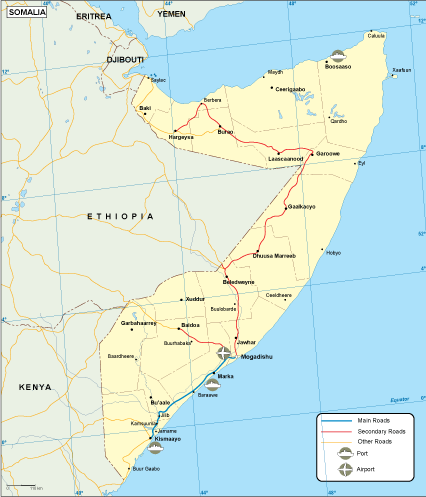 Somalia transportation eps map vector