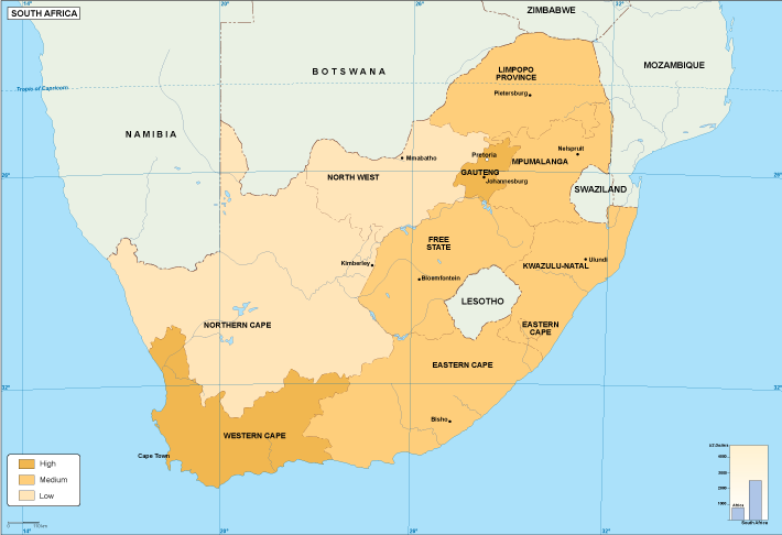 South Africa economic eps map vector