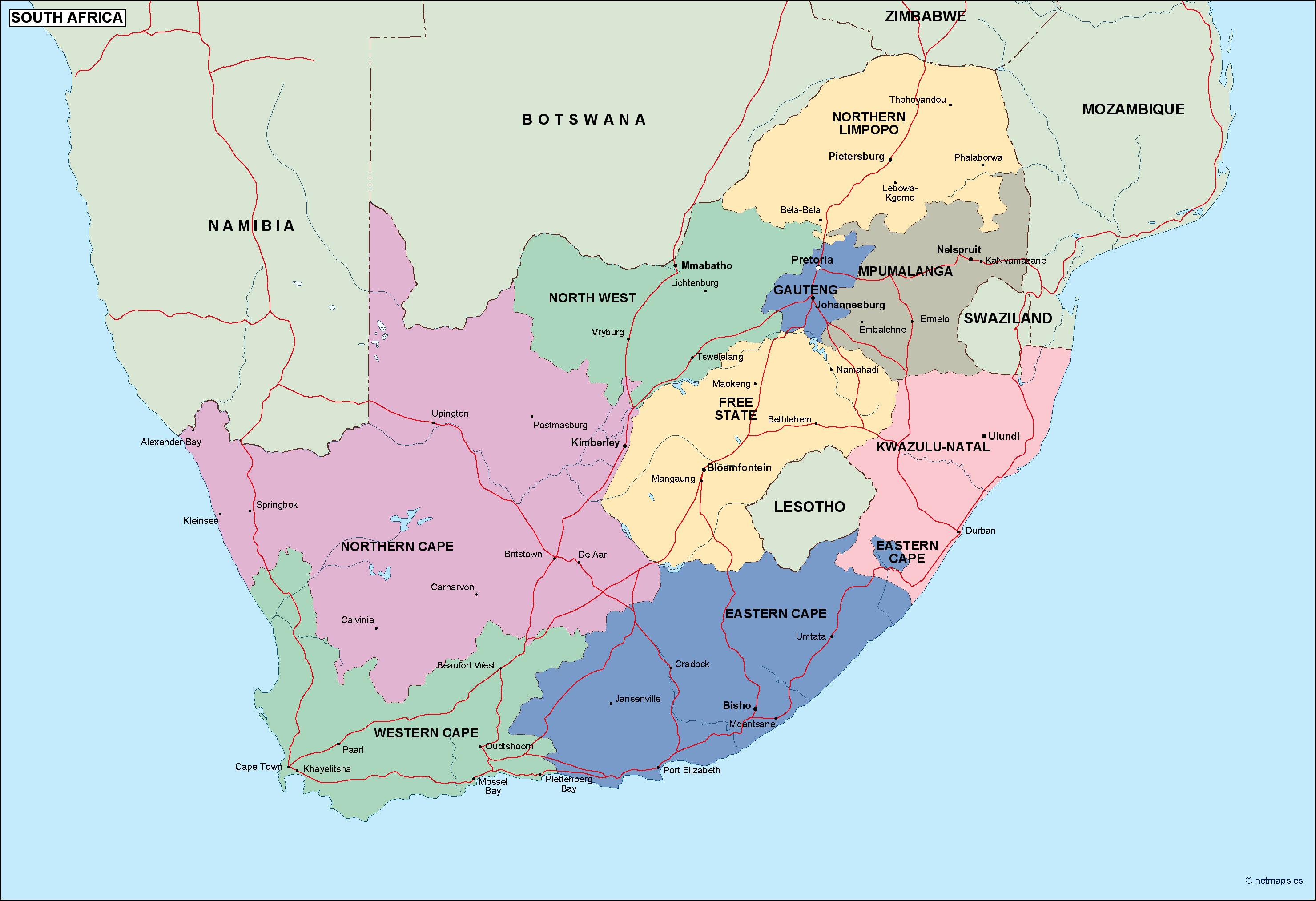 South africa political eps map vector