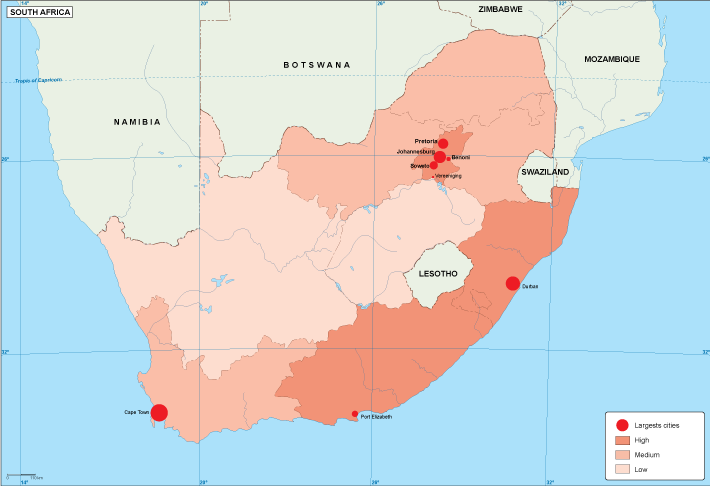 South Africa population eps map vector