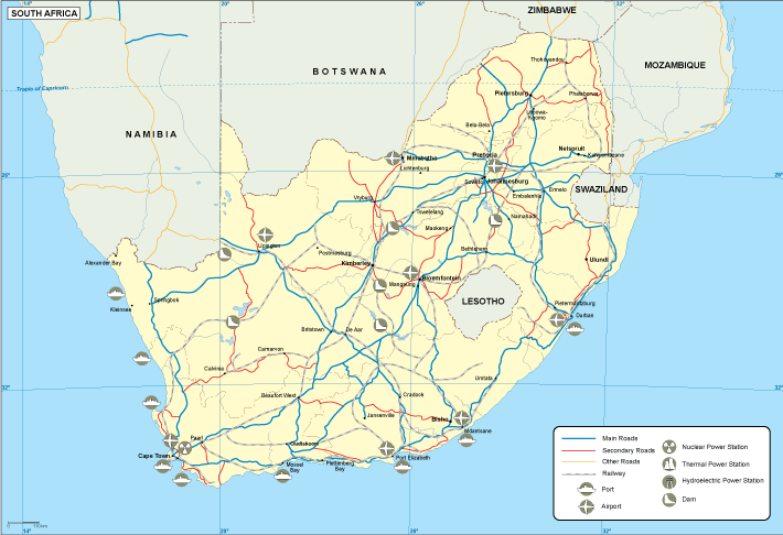South Africa transportation eps map vector