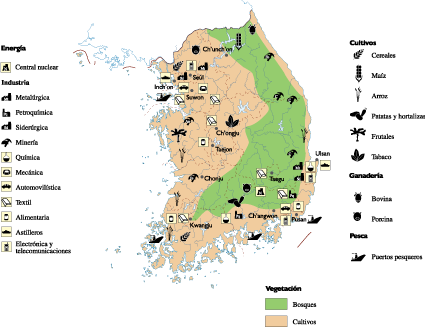 South Korea Economic eps map vector
