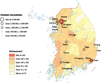 South Korea Population eps map vector