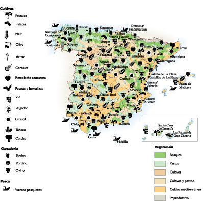 Spain Agricultural eps map vector