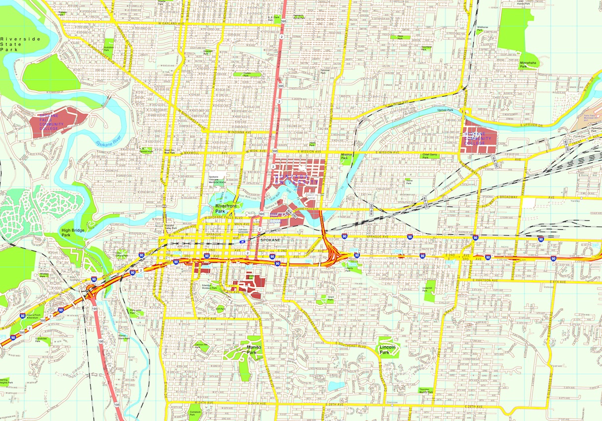 Spokane eps map vector