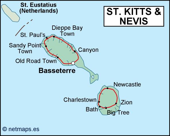 St kitts and nevis political eps map vector