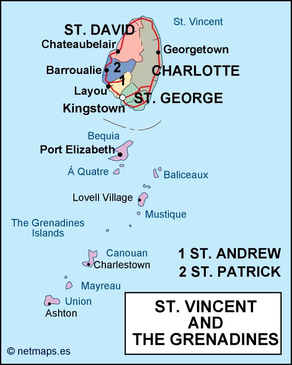 St vincent and the grenadines political eps map vector