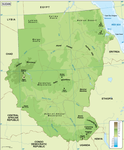 Sudan physical eps map vector