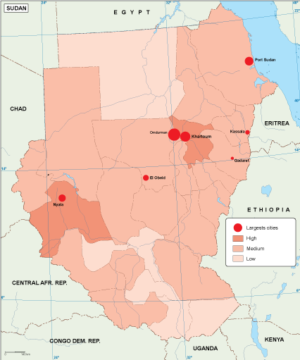Sudan population eps map vector