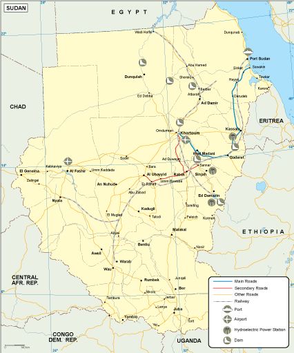 Sudan transportation eps map vector