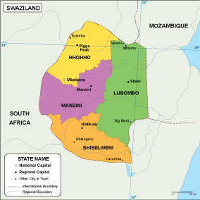Swaziland EPS map vector