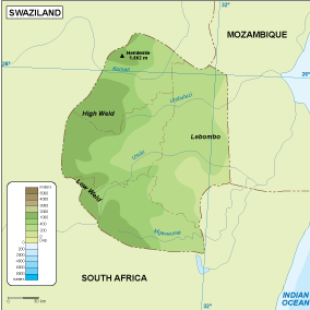 Swaziland physical eps map vector