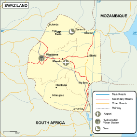 Swaziland transportation eps map vector