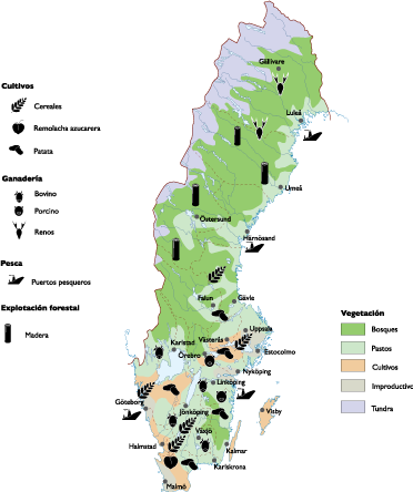 Sweden Agricultural eps map vector
