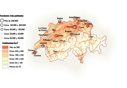 Switzerland Population eps map vector