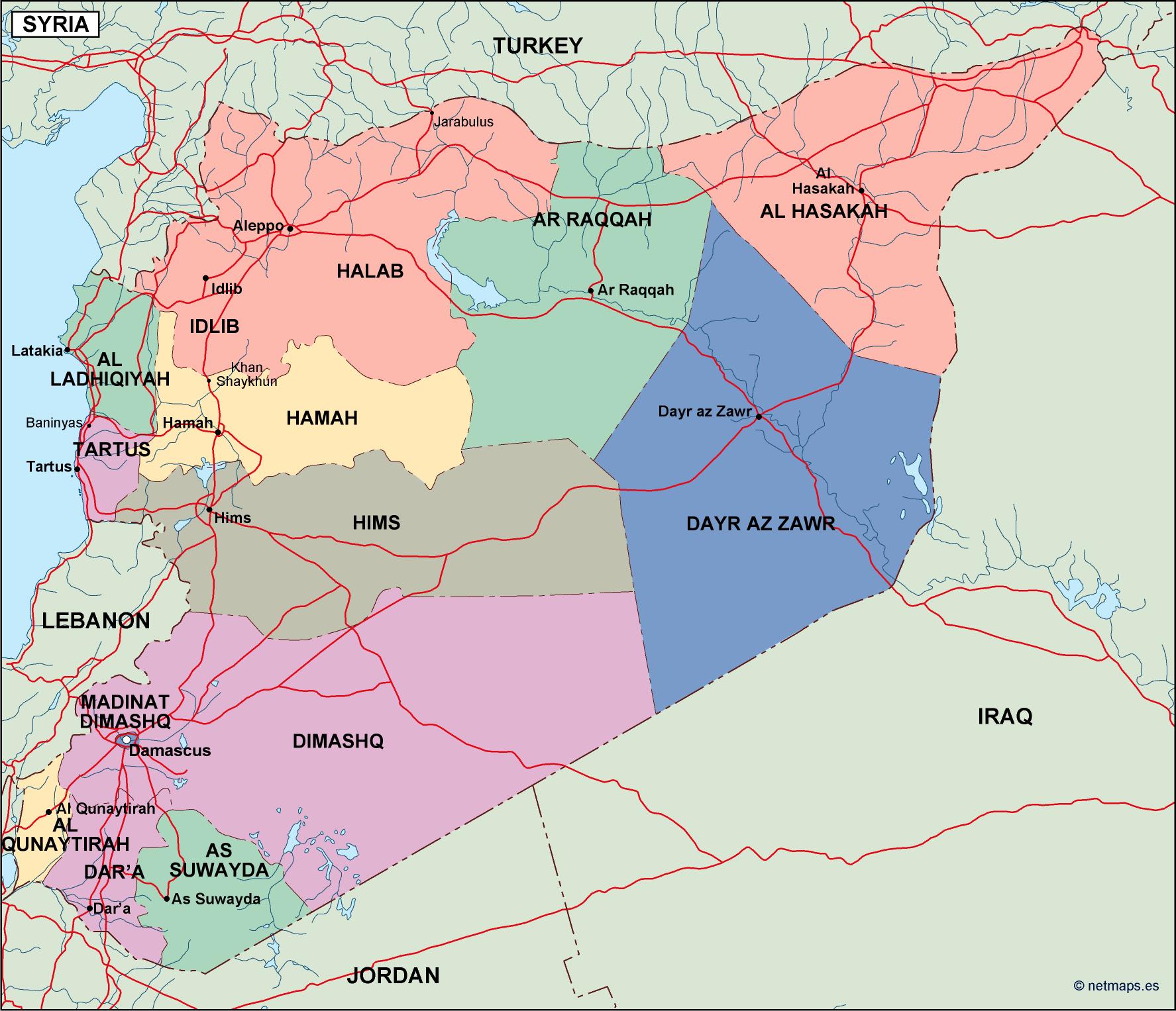 Syria political eps map vector