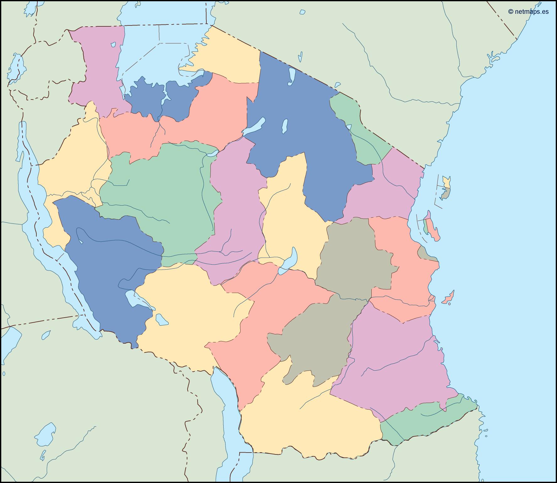 Tanzania blind eps map vector