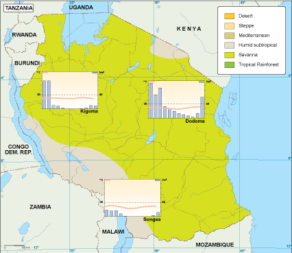 Tanzania climate eps map vector