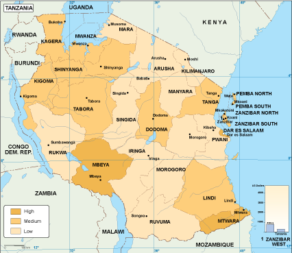Tanzania economic eps map vector