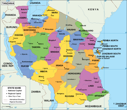 Tanzania EPS map vector