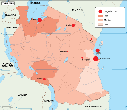 Tanzania population eps map vector