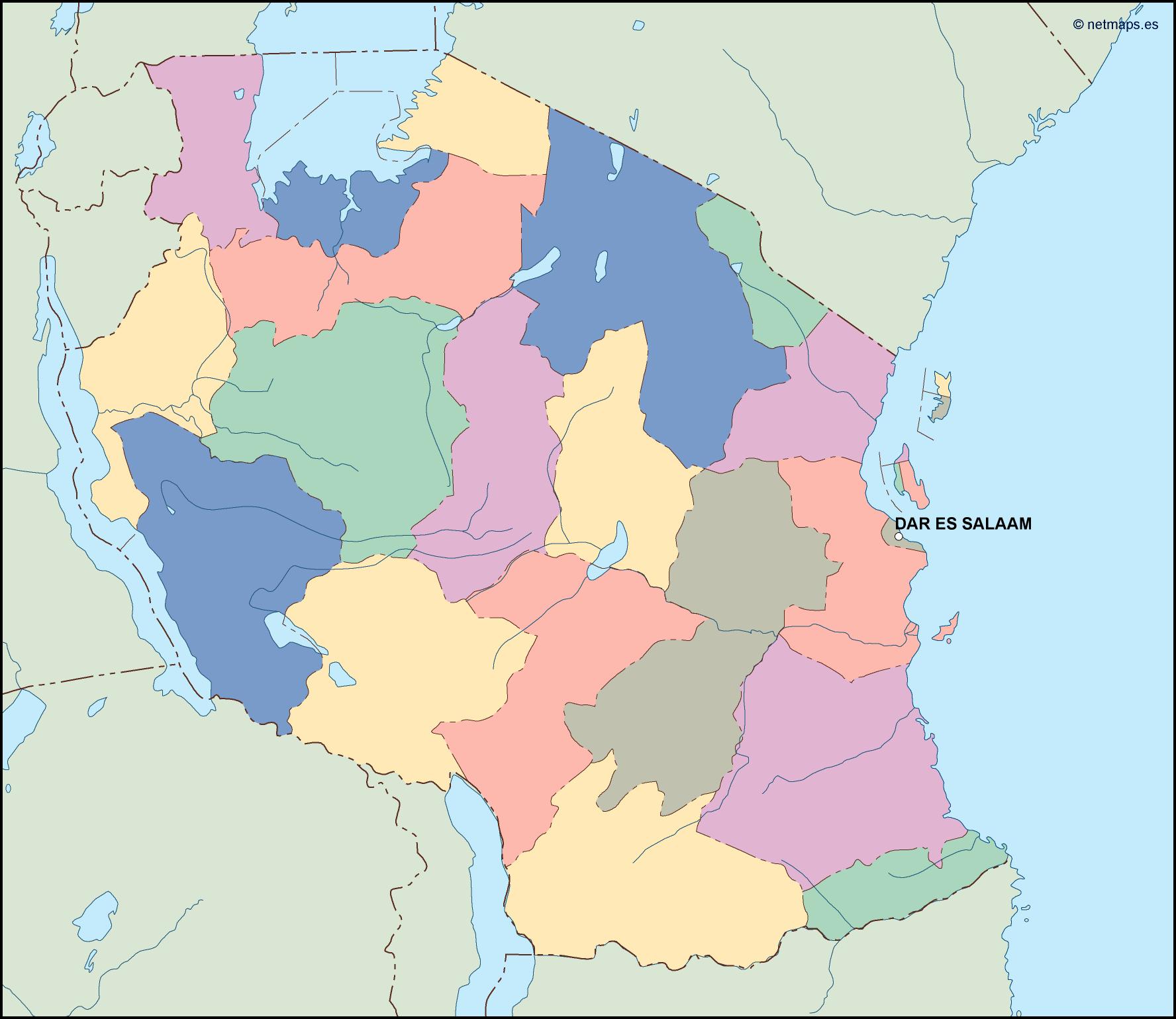 Tanzania eps map vector