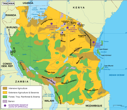 Tanzania vegetation eps map vector