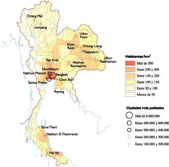 Thailand Population eps map vector
