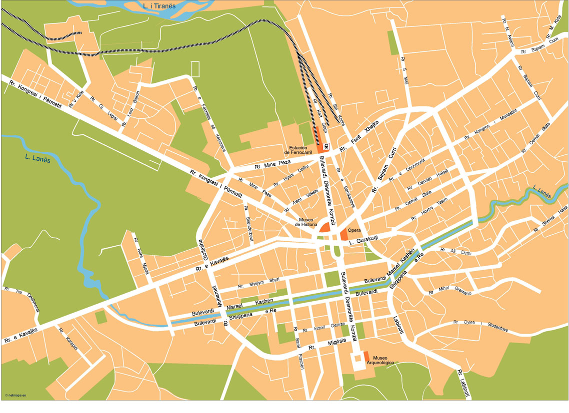 Tirana Illustrator eps map vector