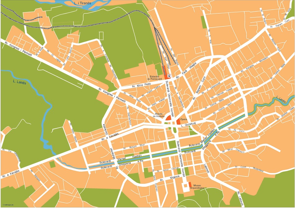 Tirana eps illustrator vector map