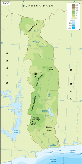 Togo physical eps map vector