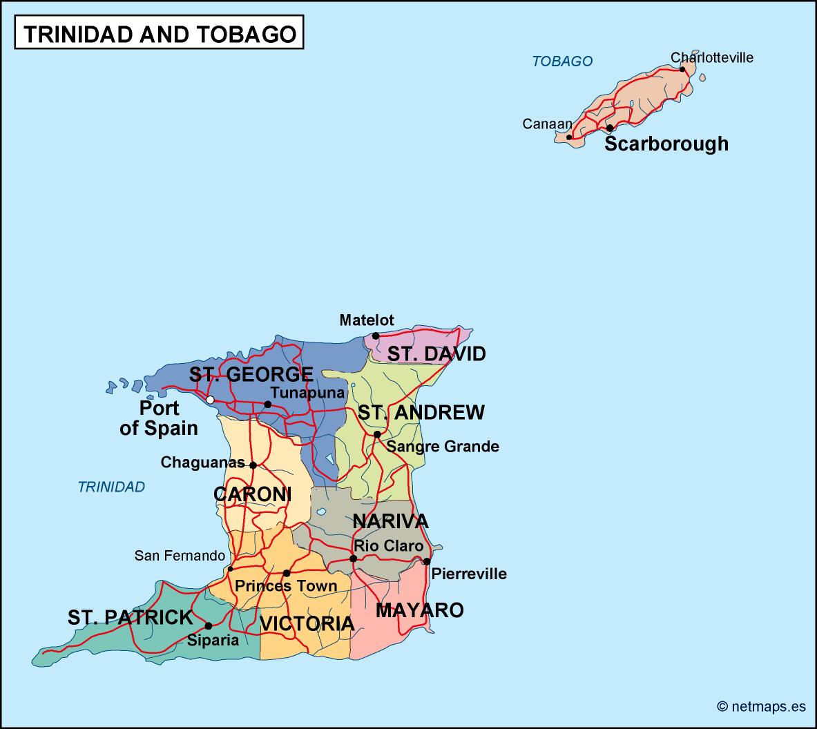 Trinidad and tobago political eps map vector