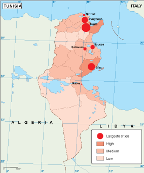Tunisia population eps map vector