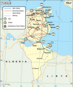 Tunisia transportation eps map vector