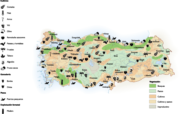 Turkey Agricultural eps map vector
