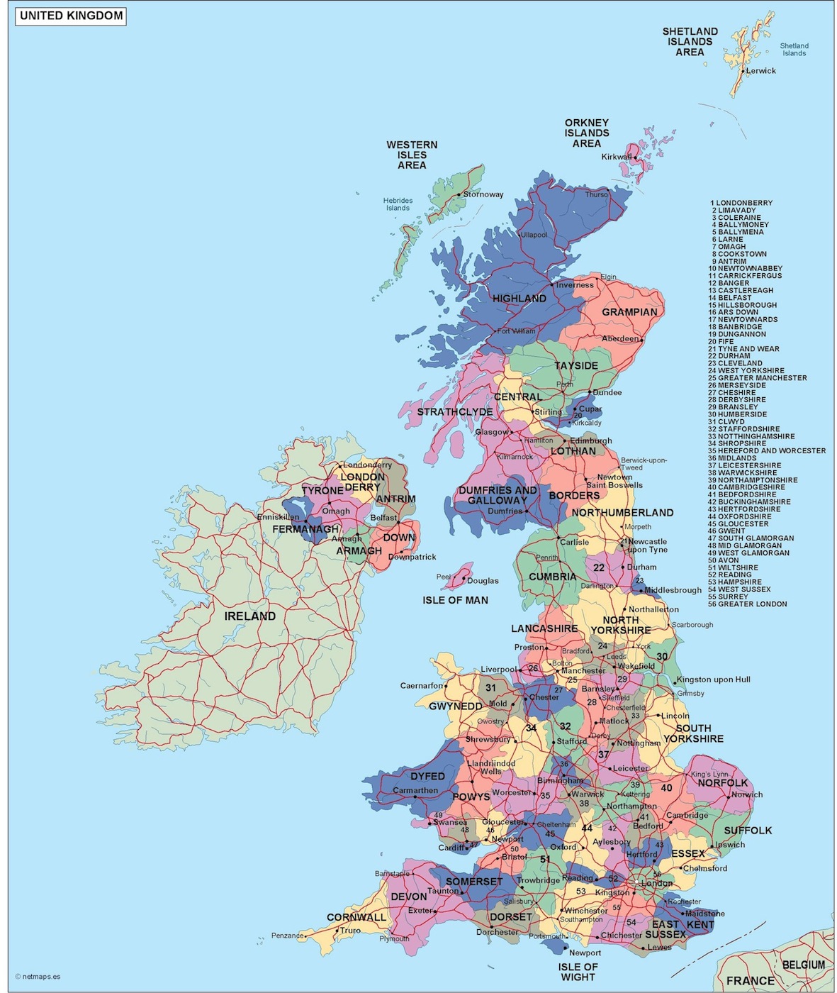United kingdom political eps map vector
