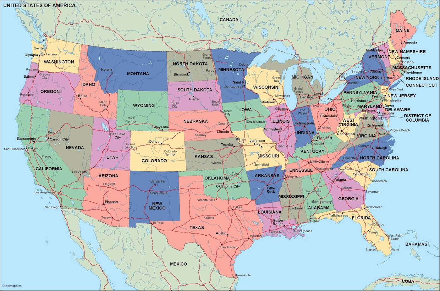 Usa political eps map vector