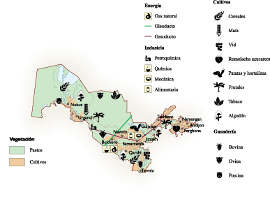 Uzbekistan Economic eps map vector