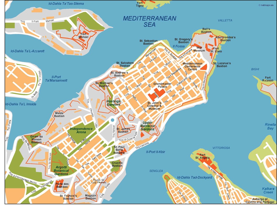 Valletta eps illustrator vector map
