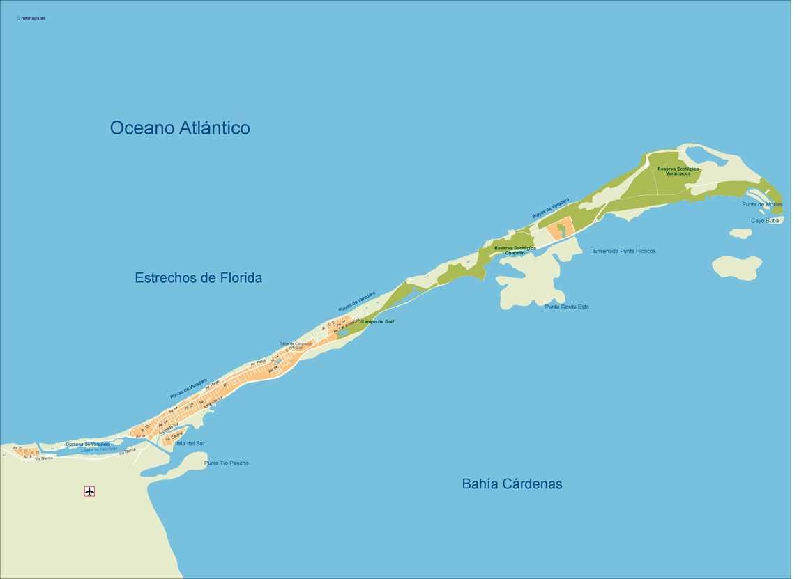Varadero Illustrator eps map vector