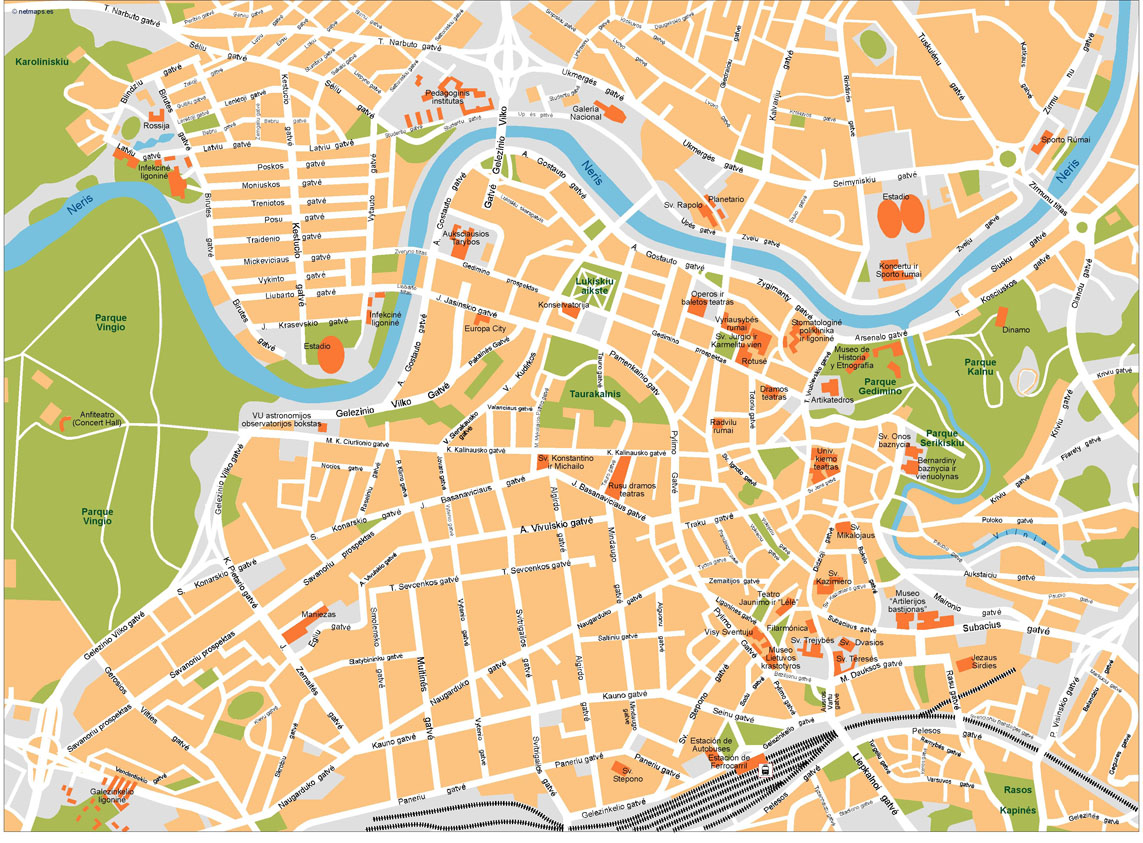 Vilnius Illustrator eps map vector