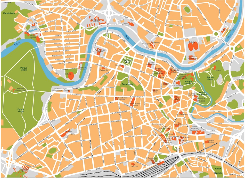 Vilnius eps illustrator vector map