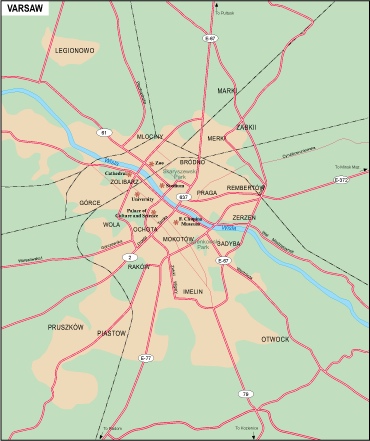 Warsaw city eps map vector
