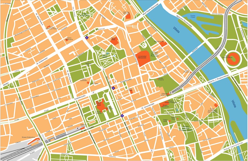 Warsaw eps illustrator vector map