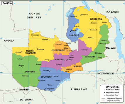 Zambia EPS map vector