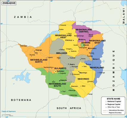 Zimbabwe EPS map vector