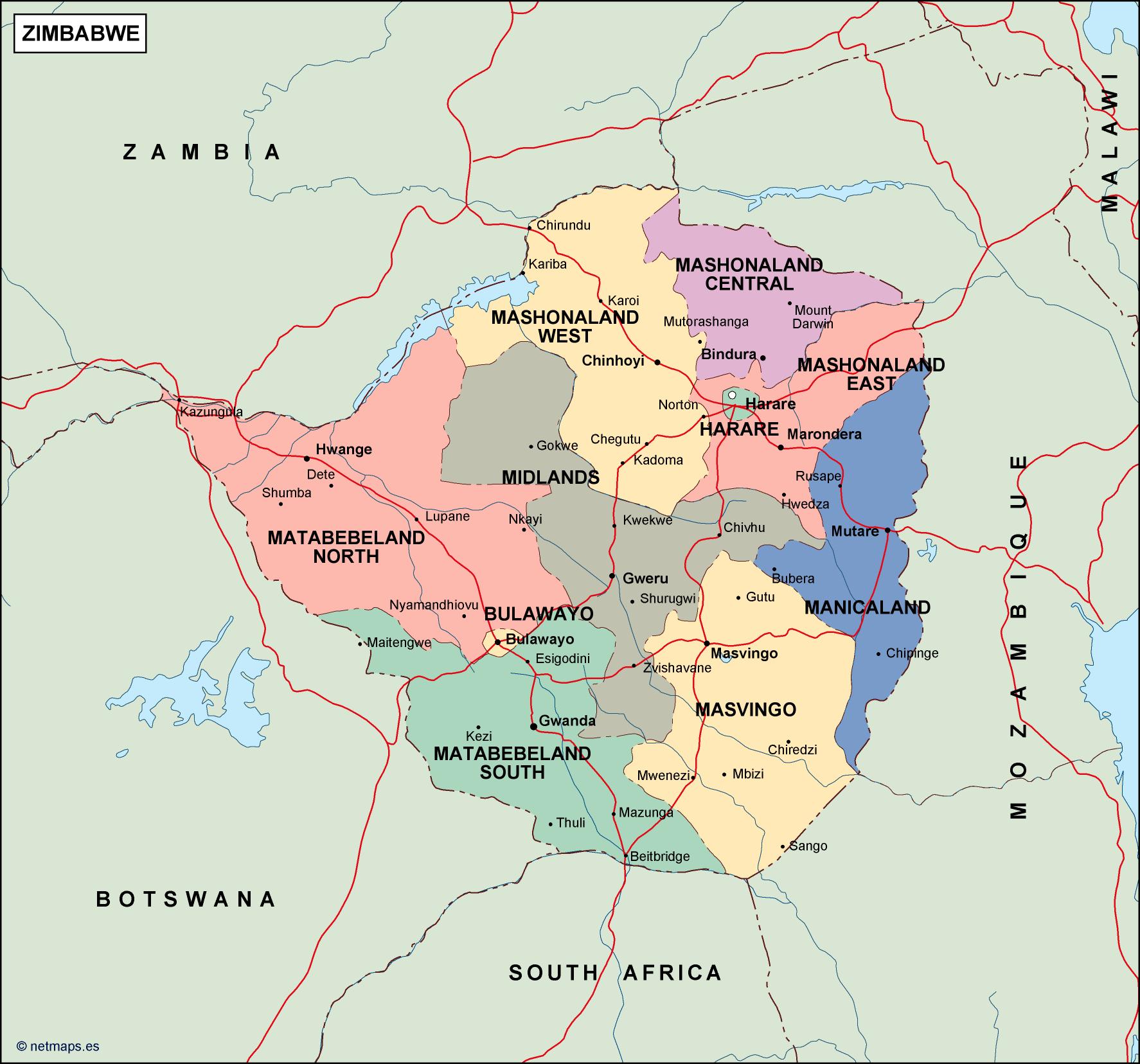 Zimbabwe political eps map vector