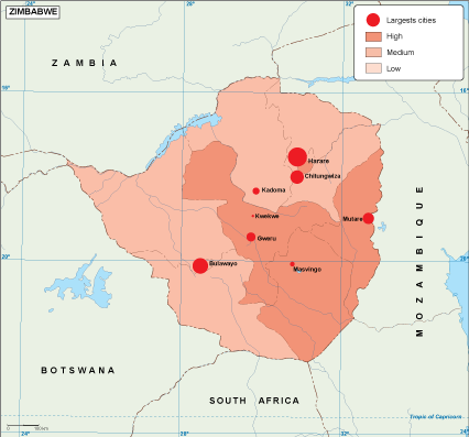 Zimbabwe population eps map vector