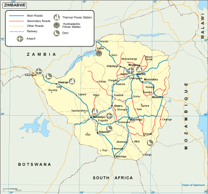 Zimbabwe transportation eps map vector